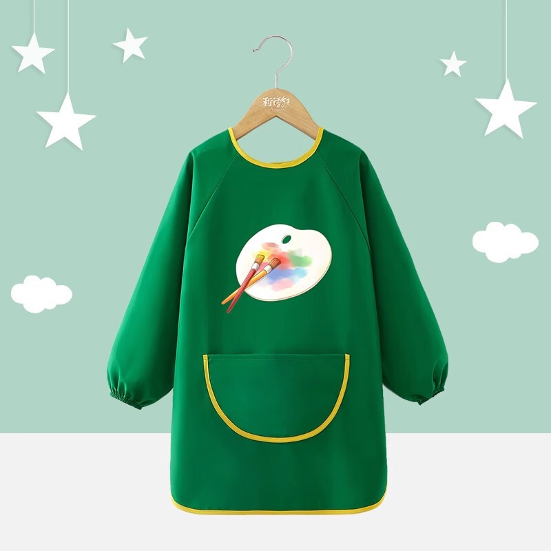 子供用エプロン絵画服幼稚園スタジオアートベルクロ長袖防水防汚よだれかけスモック逆着用|undefined