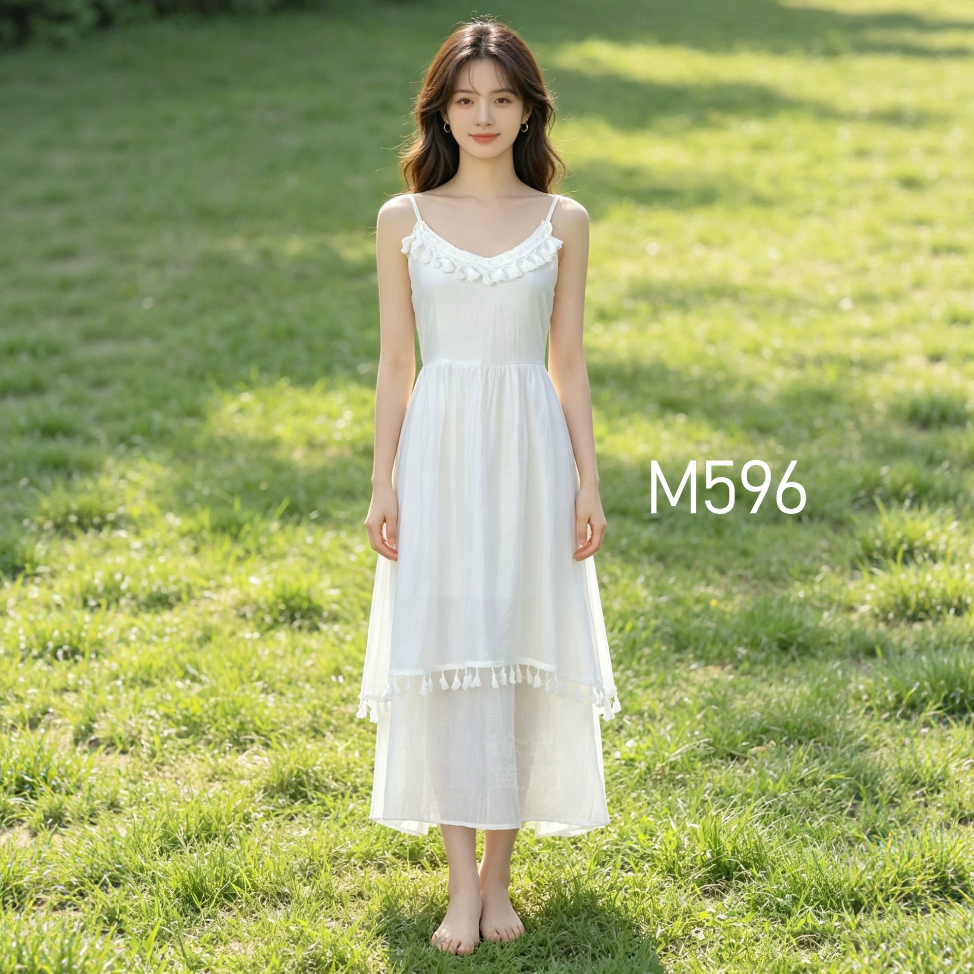 타이다이 화이트 원피스 여름 신상품 에스닉 스타일 드레스 캐주얼 휴가용 프린지 하이웨이스트 멜빵 비치 드레스