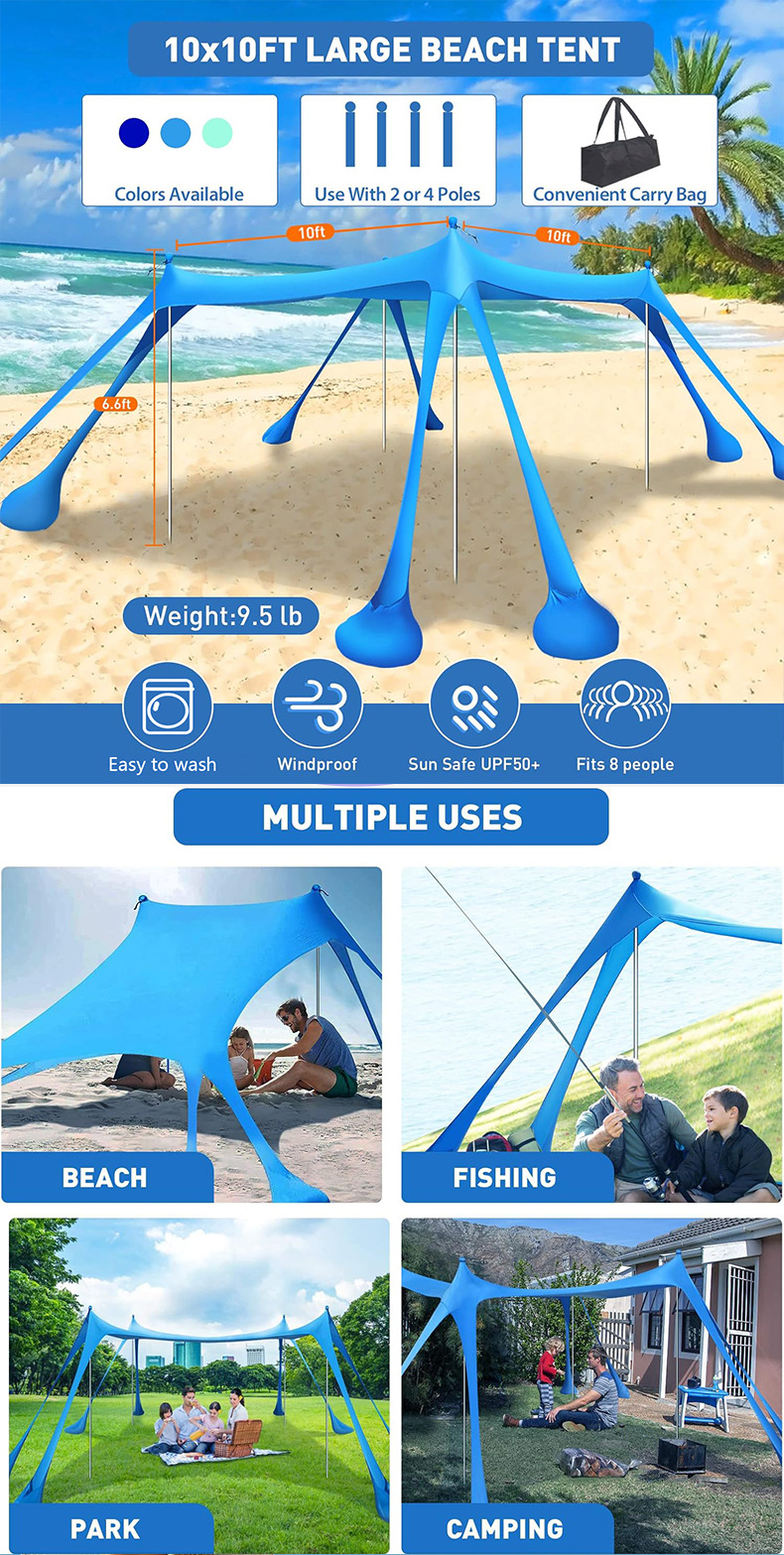 Cross-border Lycra canopy outdoor camping portable octagonal beach dome tent UV-resistant integrated sunshade fabric