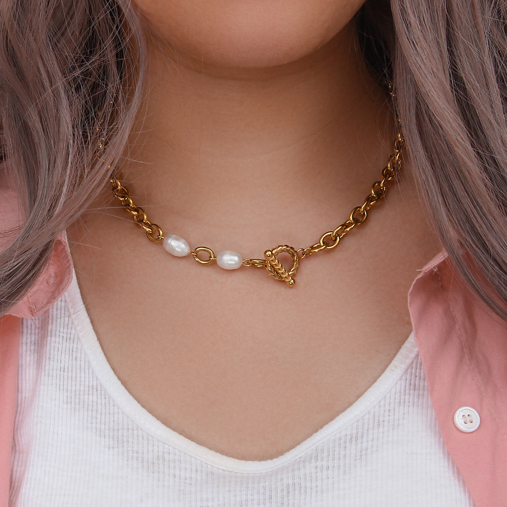 Retro Geometric Stainless Steel Bracelets Pearl Stainless Steel Bracelets