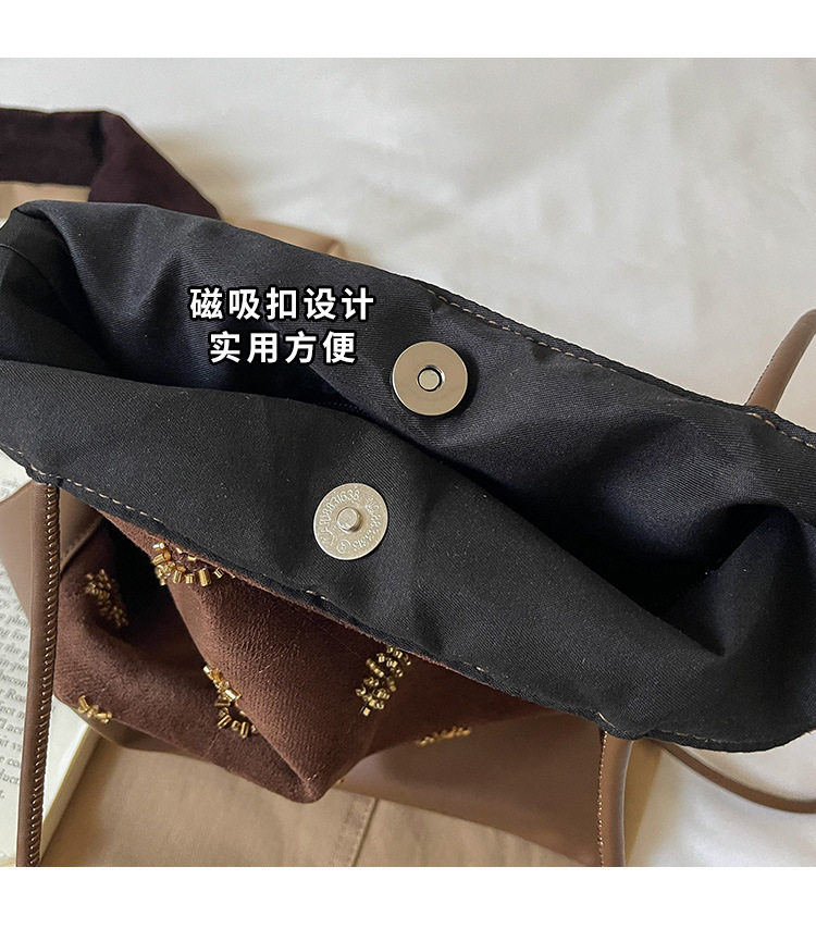 Túi xách tay nữ dáng xô đeo nách cỡ lớn phong cách tối giản — màu cà phê, màu đỏ, trắng, đen chi tiết 5