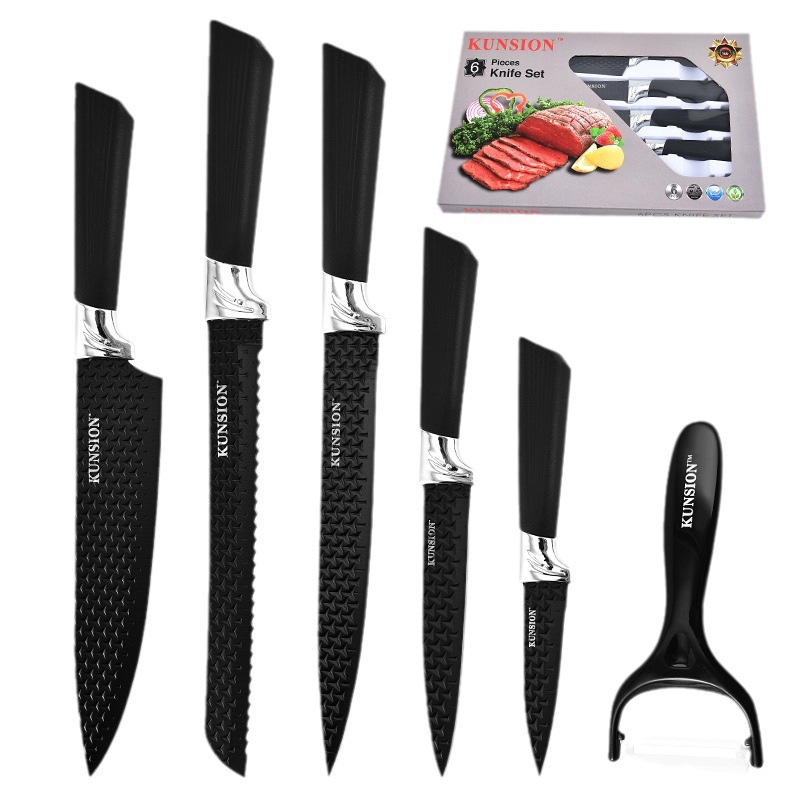 Cuchillo de cocina de acero inoxidable 6 conjuntos de cuchillos cuchillo de cocina cuchillo de cocina cuchillo de cocina cuchillo de frutas dormitorio conjunto completo