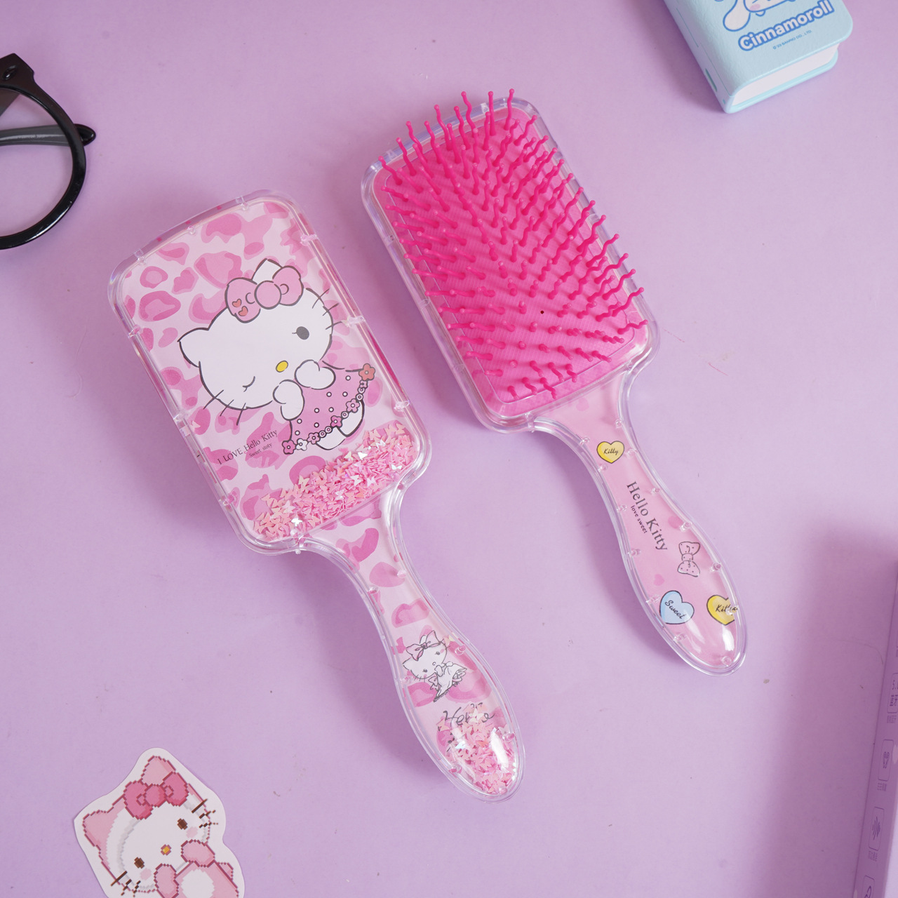 KT gato rocker pein cuadrado pein de pelo rizado caricatura encantador corazón de una niña Sanrio Kitty Gato masaje de aire acústico