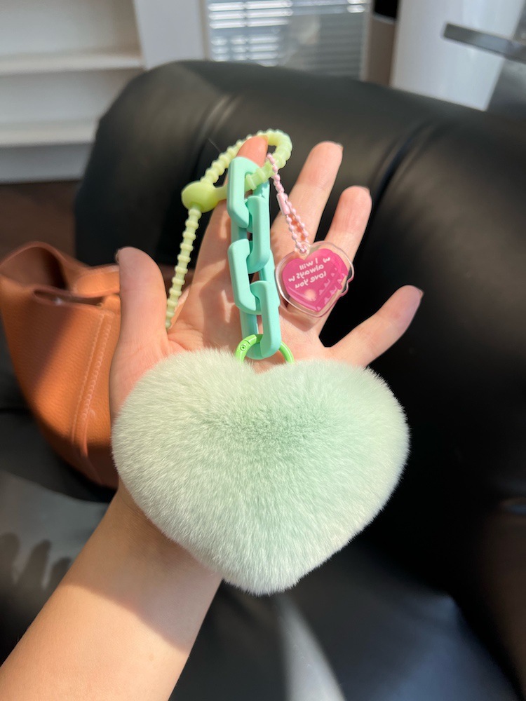 Creativo silicona real Rex conejo piel amor cadena llavero exquisita mochila colgante pareja adornos coche clave cadena