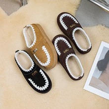 2025秋冬新款羊羔绒保暖拖鞋毛线浅口轻便外穿棉拖鞋女一脚蹬女鞋