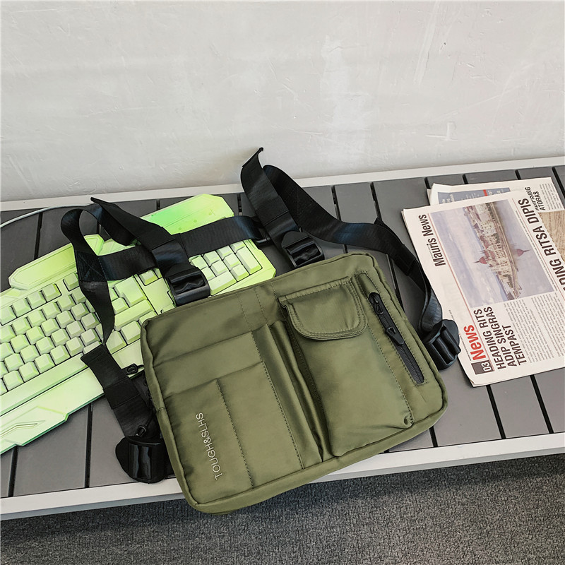 Nueva moda de la calle de los hombres y de las mujeres del bolso del chaleco hip hop táctico funcional mochila de herramientas bolsa de pecho de la motocicleta Hong Kong estilo bolsa de hombro