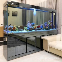 落地鱼缸墙滤客厅超白家用轻奢底大型客厅鱼缸玻璃水族箱隔断