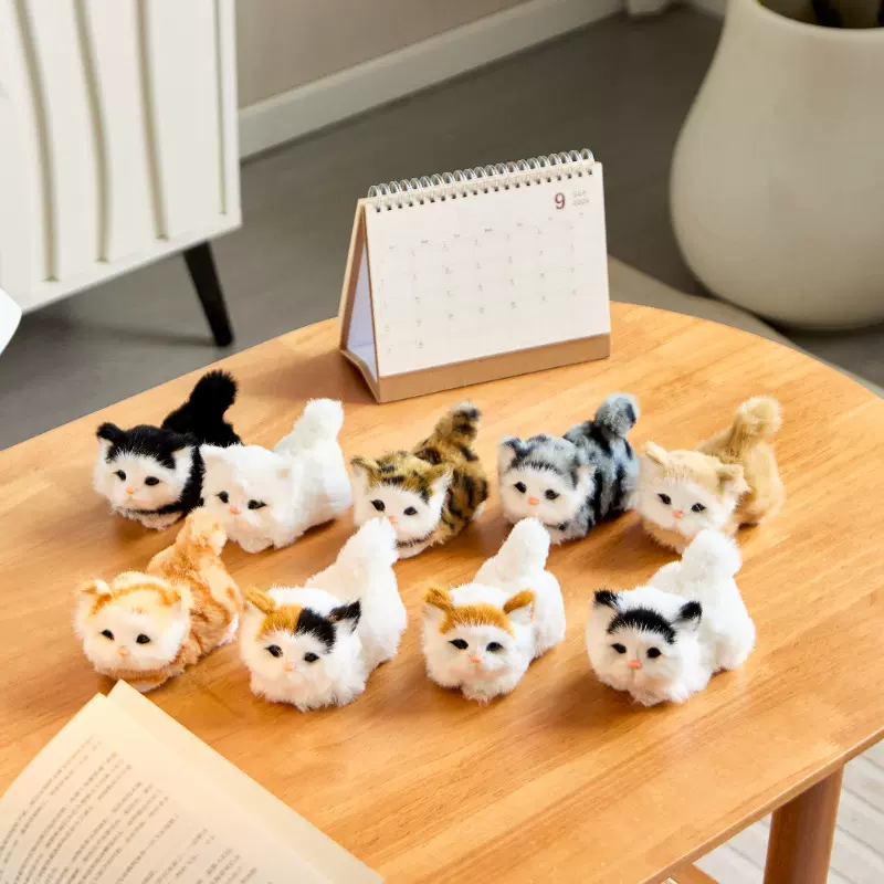 仿真小花猫皮毛动物工艺品新奇礼品送闺蜜礼物装修饰品猫咪