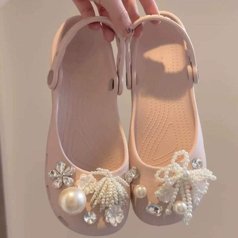 New summer non-slip high-heeled beach sandals, ballet clogs, soft-soled comfortable women's shoes