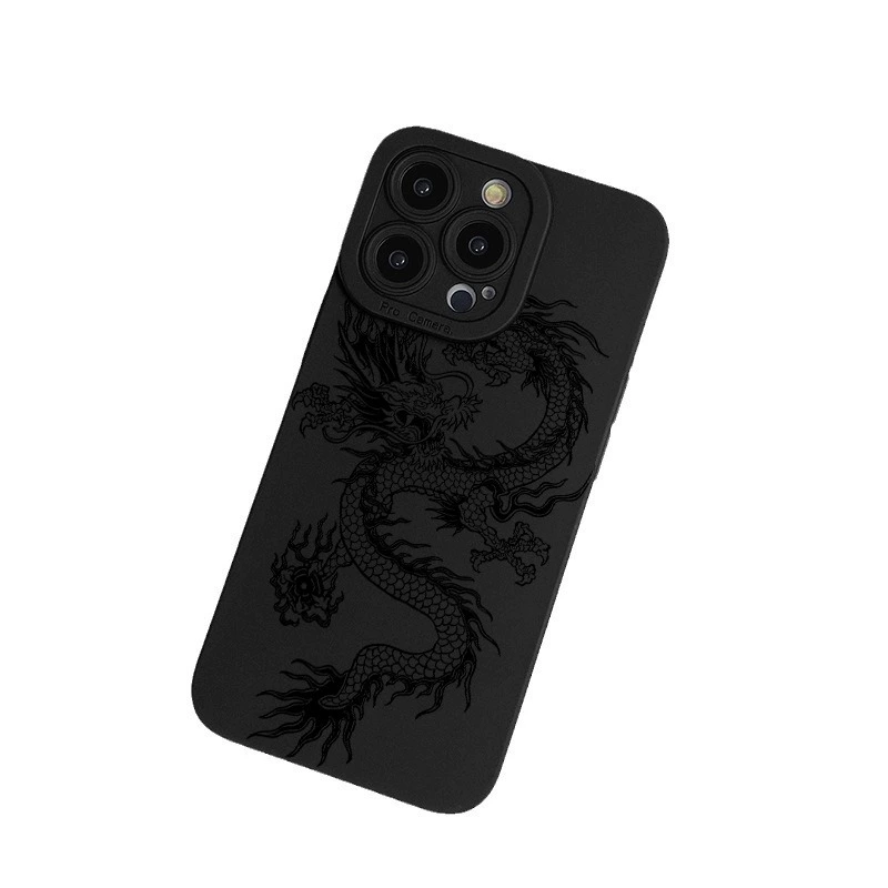 Чехол для телефона Apple iPhone 15, чёрный с драконом «огненный шар», тонкий защитный корпус, совместим с iPhone 7–15