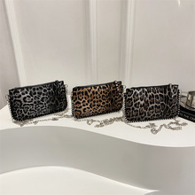 时尚复古豹纹手提零钱包包女2025新款春夏链条个性流行单肩斜挎包