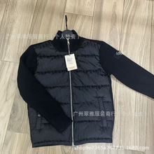 D家外贸爆款针织拼接棉服男女情侣同款满印立领修身保暖休闲外套