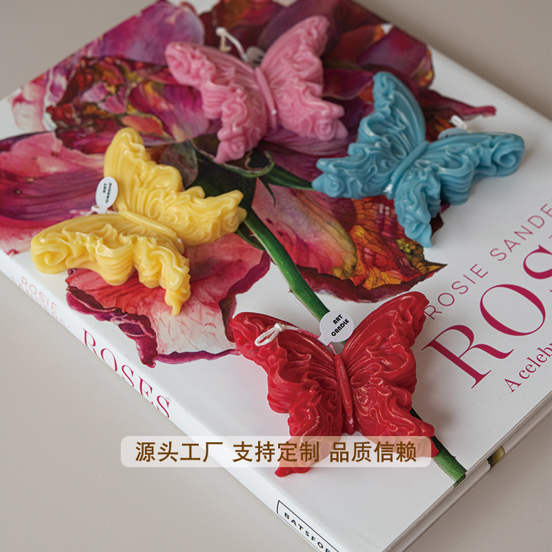 Ventas transfronterizas candlas hechas a mano mariposas coloridas regalos de mano boda al por mayor modelado decoración de velas multicolores ventas calientes