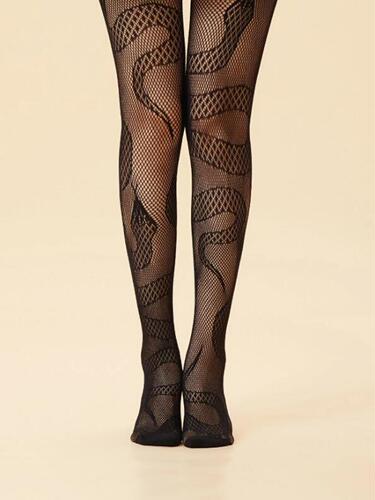 European and American hot girls versatile female fishnet stockings sexy mesh hollow stockings niche snake print pantyhose animal stockings dropshipping