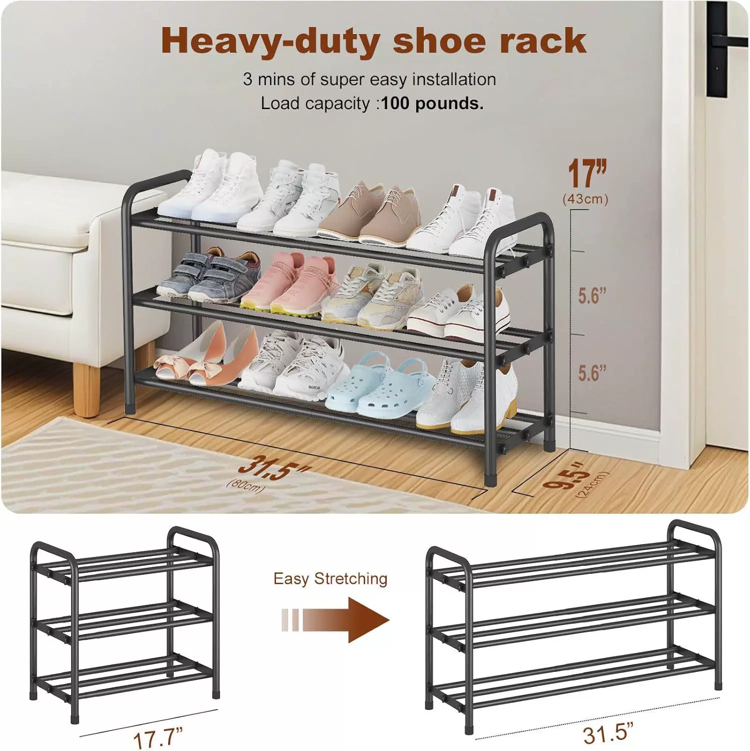 跨境专供鞋架简易家用多层门口室内鞋子伸缩收纳架多层置物架