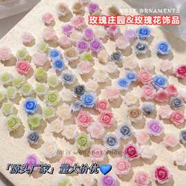 网红美甲饰品纯欲山茶花混装渐变晕染树脂月季花朵美甲饰品批发