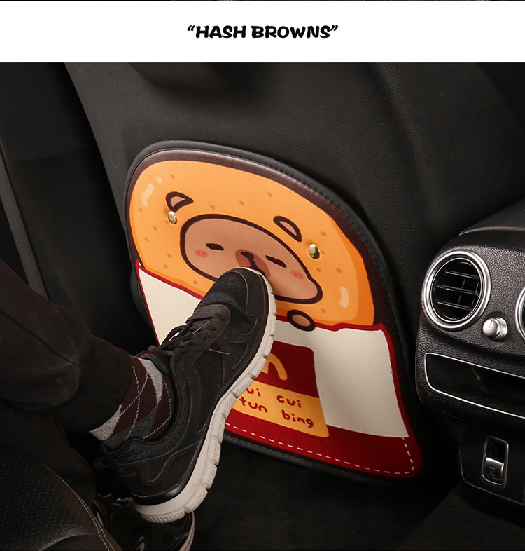 Three-Color Kapibara Anti-Kick Pad for Women, Cute Cartoon Seat Back Anti-Kick Pad, Car Seat Back Anti-Fouling Pad