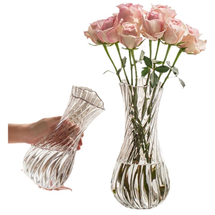 Rosas de vidrio agua transparente flores de hotel sala de estar decoración de mesa de comedor hecha a mano