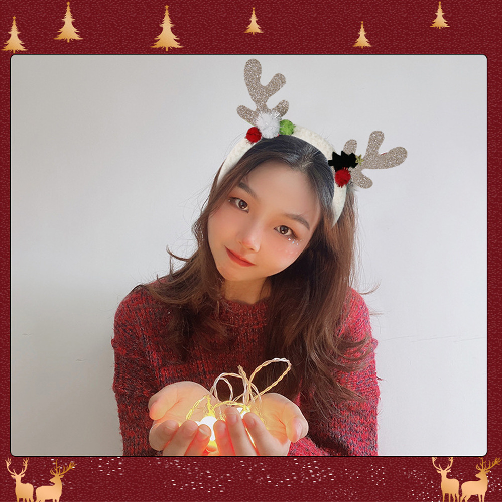 2024 Cross-border New Christmas Deer Horn Hairband Headband Christmas Decoration Party Decoration Supplies Christmas Hair Clip