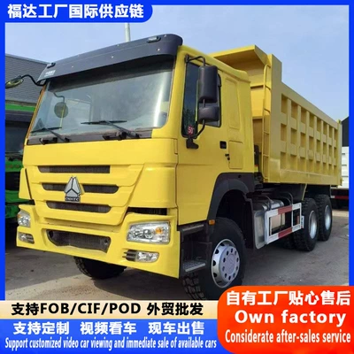 Directly Supplied from Foreign Trade, the Classic Howo Dump Truck Is Used for Transporting Timber on Forest Roads, with a Rear-Dump Feature and a High Chassis