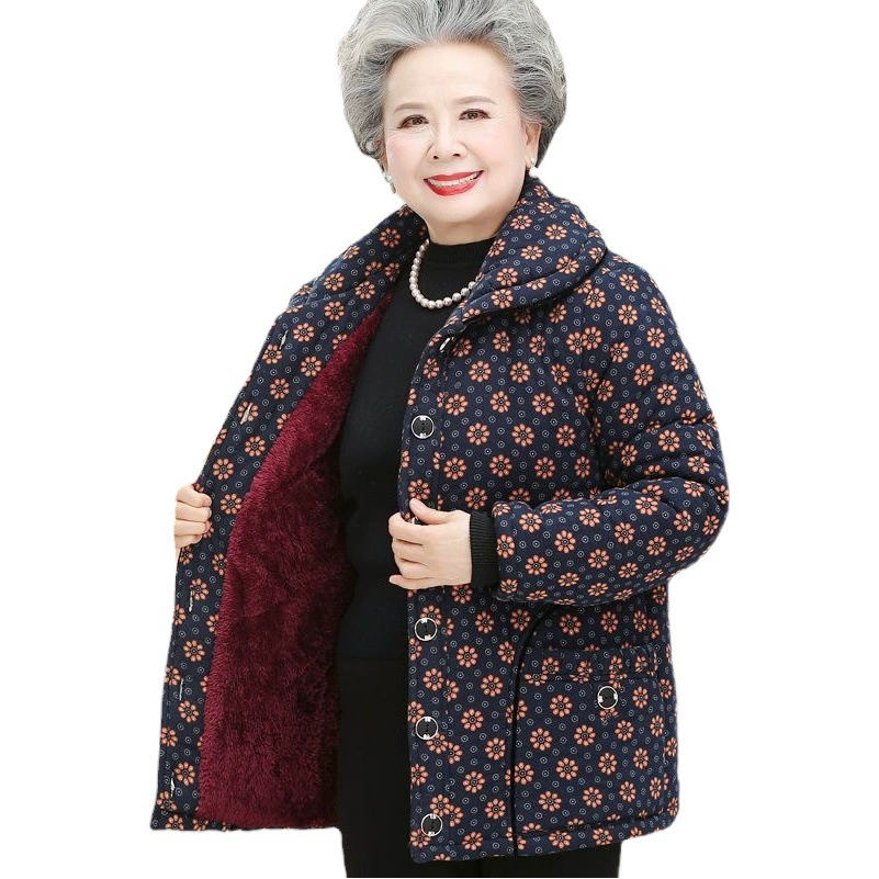 Пальто для пожилых людей на хлопковой подкладке, женская зимняя одежда для бабушки 60-70-80 лет, пальто на хлопковой подкладке, утепленное пальто на флисовой подкладке, теплое Женское пальто на хлопковой подкладке