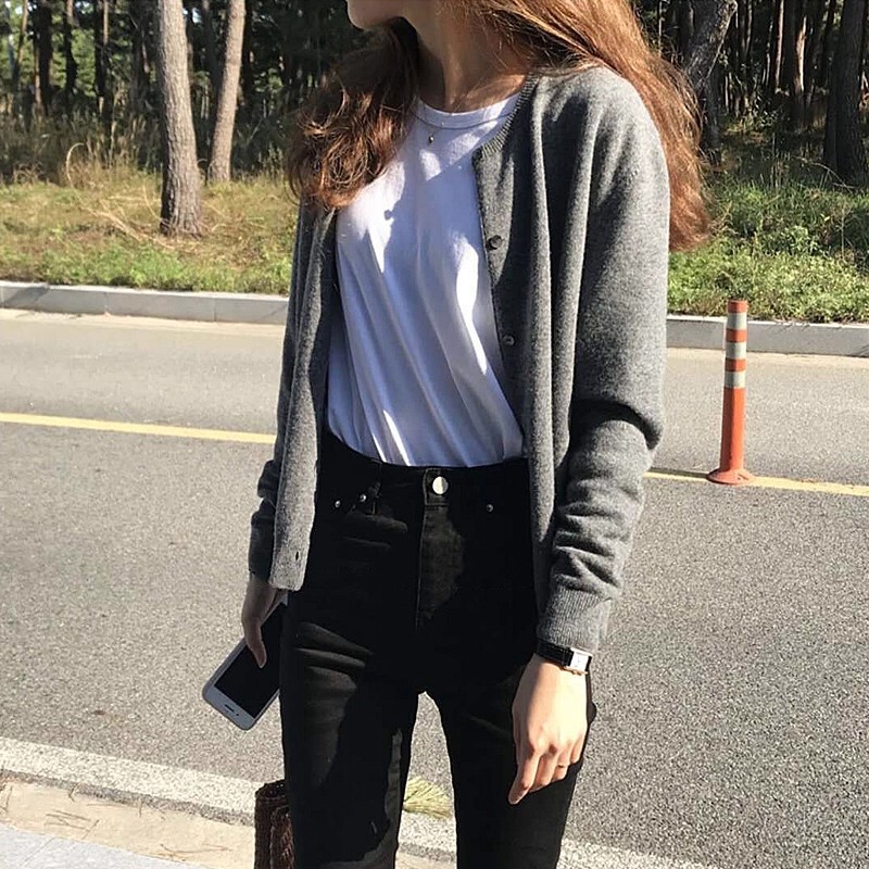 针织衫女开衫春秋2025新款薄款外穿秋季灰色外搭上衣秋冬毛衣外套|undefined