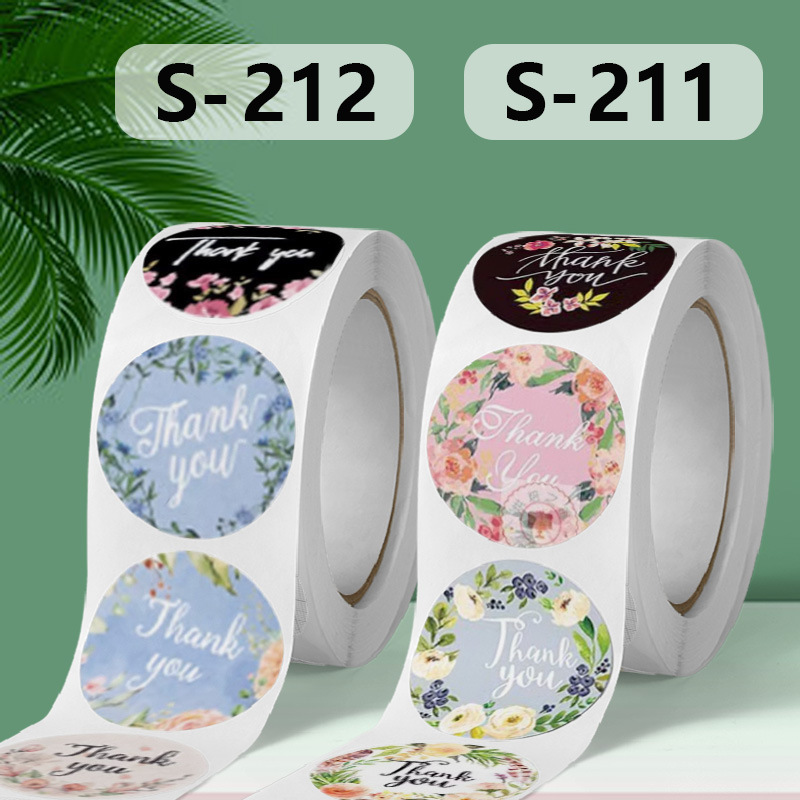 Sticker label takeaway baking sealing sticker English gift fresh packaging decoration adhesive Thank you flower sticker