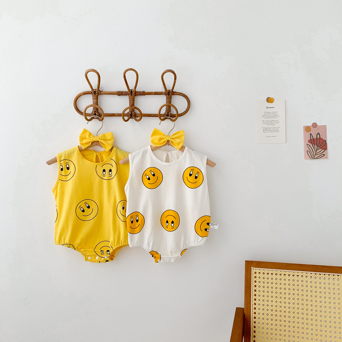 Baby Sleeveless Cute Smiley Loose Casual One-piece Thin Full Printed Romper display picture 34