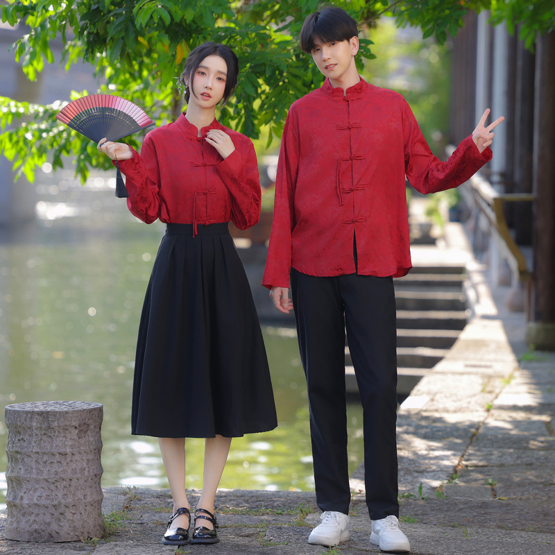 2025 Autumn Sports Games New Middle and High School Long Sleeve New Chinese Style Shirt Class Uniform Set Performance Ensemble