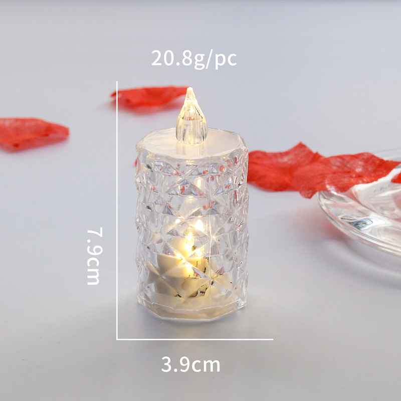 led电子蜡烛灯ins玫瑰茶蜡透明水晶小夜灯求婚氛围灯LED电子蜡烛|undefined