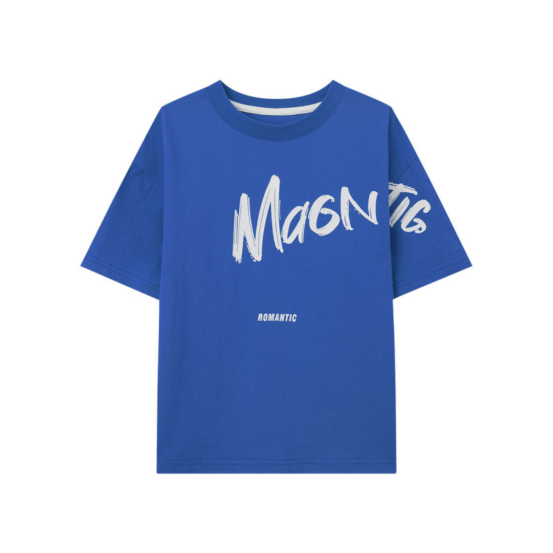 男の子用Tシャツ、子供用夏用薄手で快適で涼しいプリント半袖、中型および大型の子供用スポーツとレジャーの純綿トップス、トレンディです。|undefined