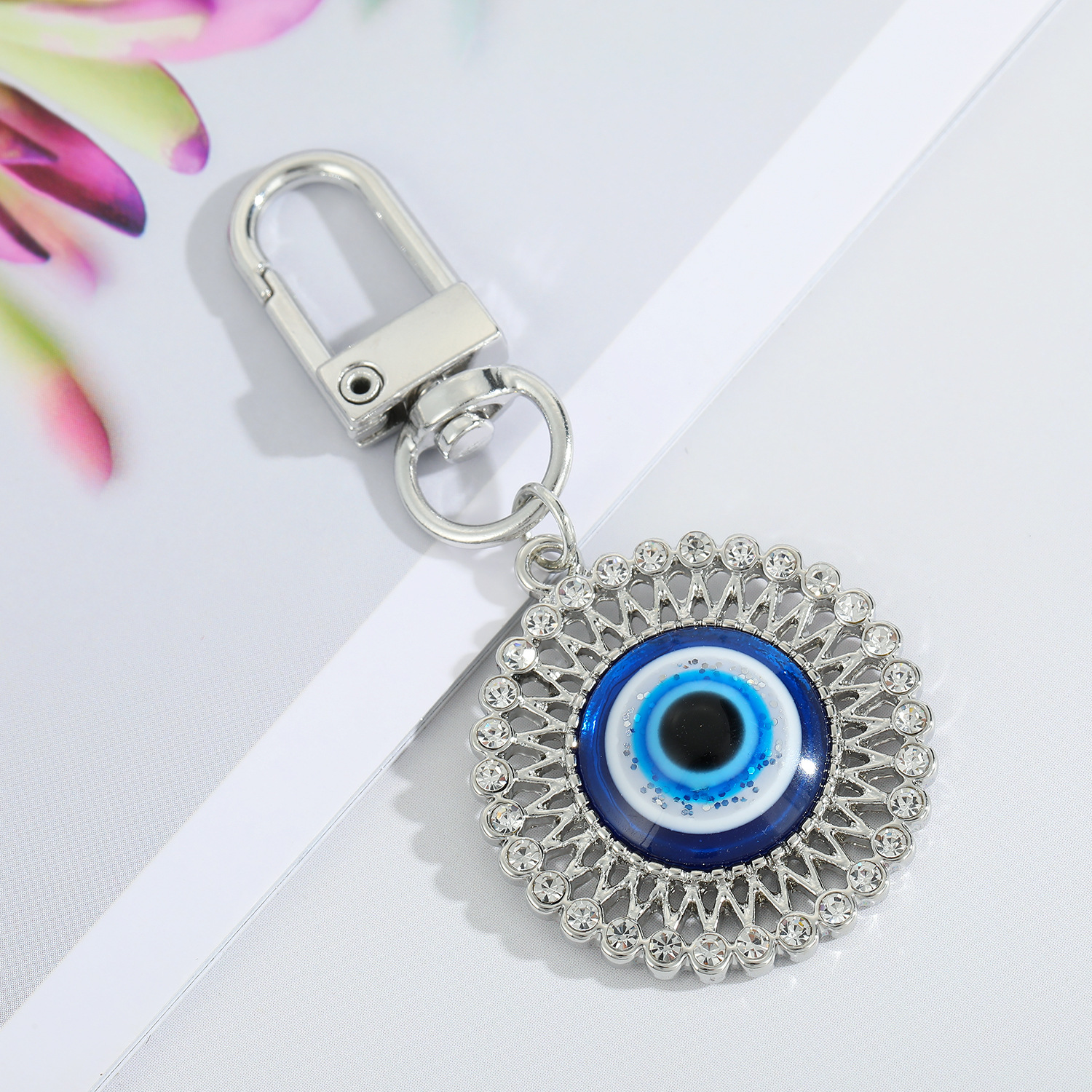 Creative Devils Eye Keychain Blue Eyes Key Ring Handbag Pendant Oil Dripping Eyes Door Latch CrossBorder Sold Jewelrypicture3