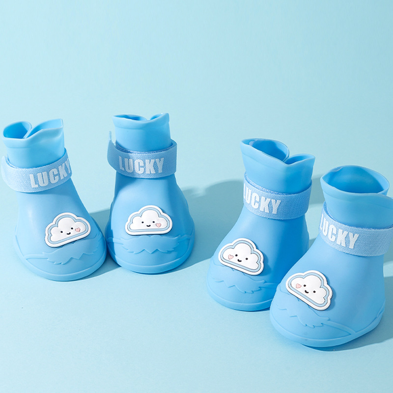 Perro grande Golden Retriever perro grande dibujos animados botas de lluvia de silicona fuera de los días de lluvia zapatos para perros impermeables antideslizantes