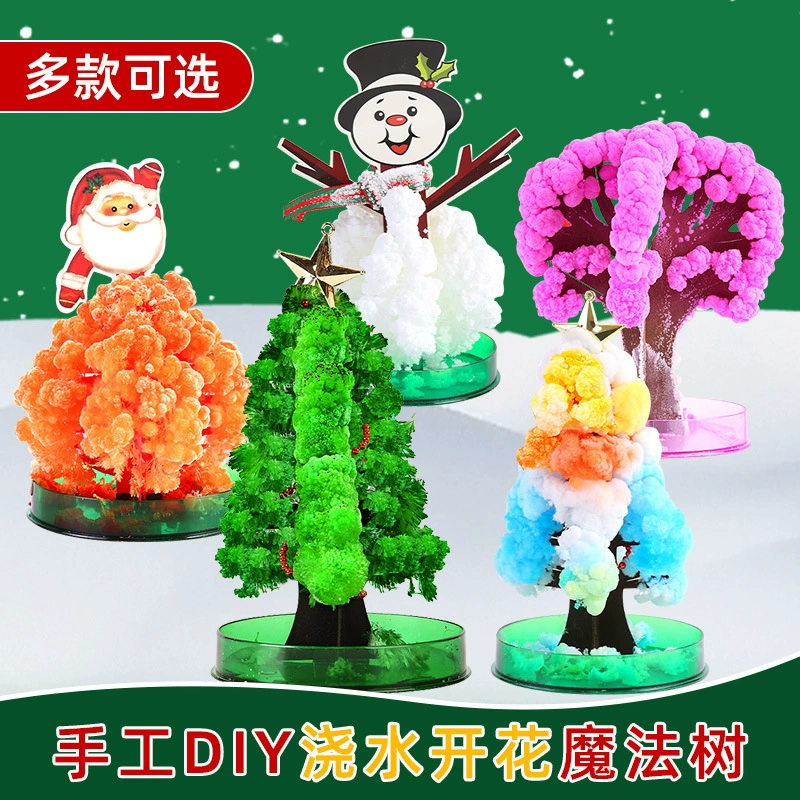 Бумажное дерево цветет поливом рождественская елка красочная магия роста кристаллы вишневое дерево волшебный творческий игрушечный подарок для детей