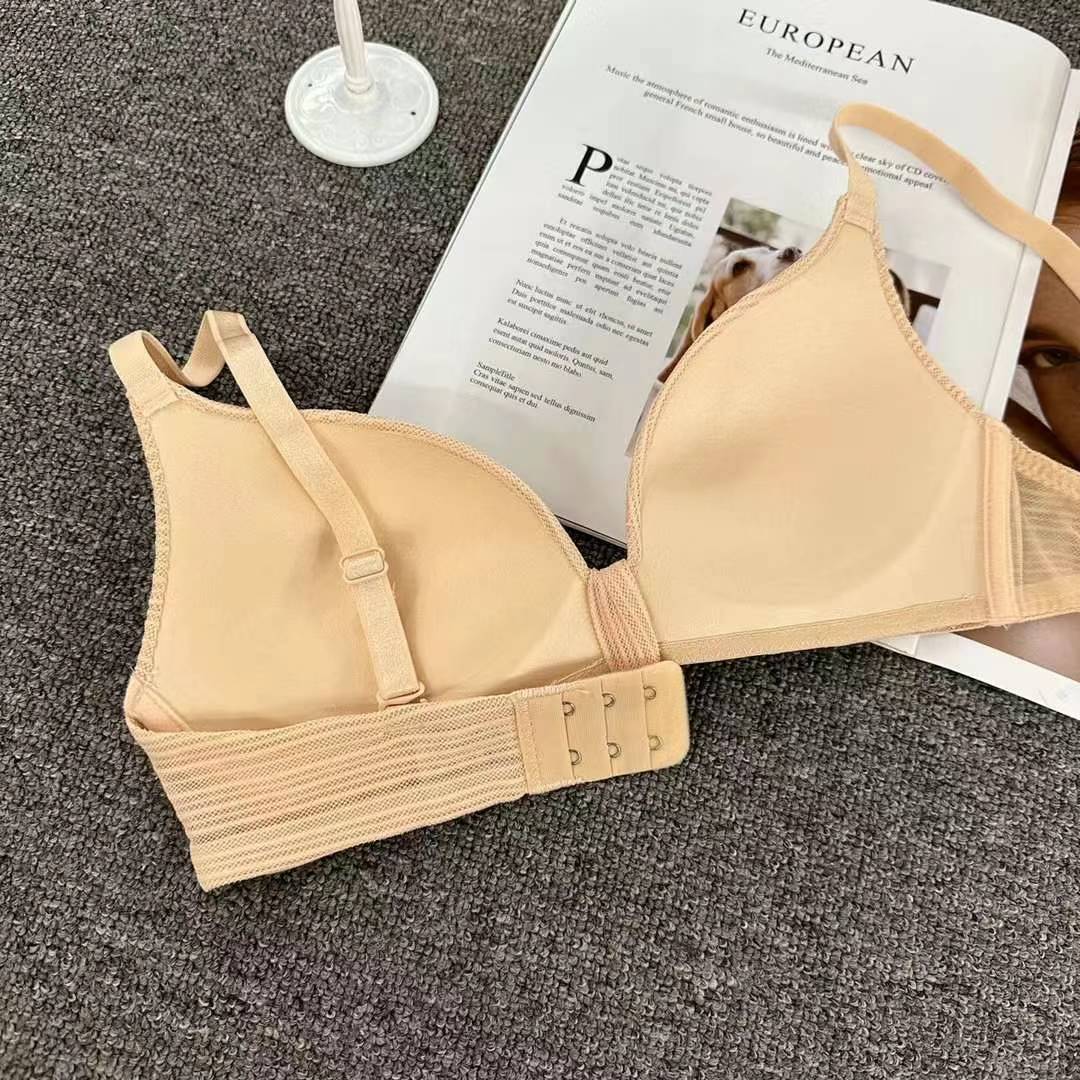 Nuevo estilo francés de alta calidad sujetador de moda de encaje jacquard transpirable ajustable cómodo tres filas de botones tipo ropa interior