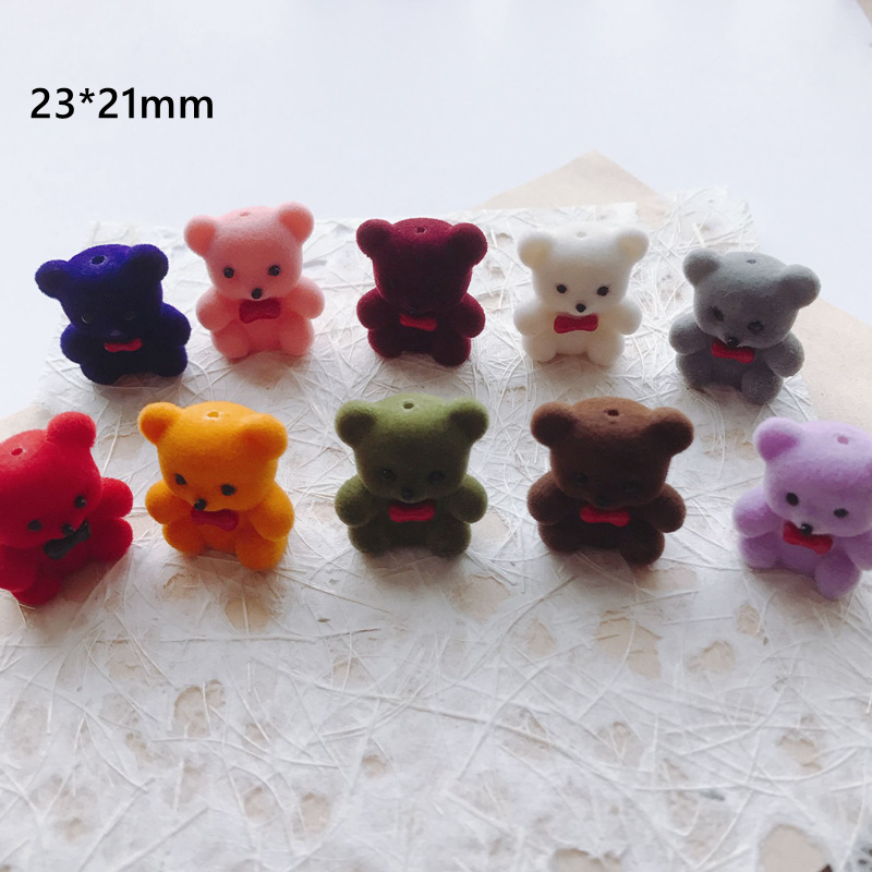 35g Weight Pendant Jewelry Making Type Charms Classification 10 PCS/Package Quantity Flocking Material Bear Pattern All Seasons Season Cute Style 10 PCS/Package Flocking Bear Pendant 2