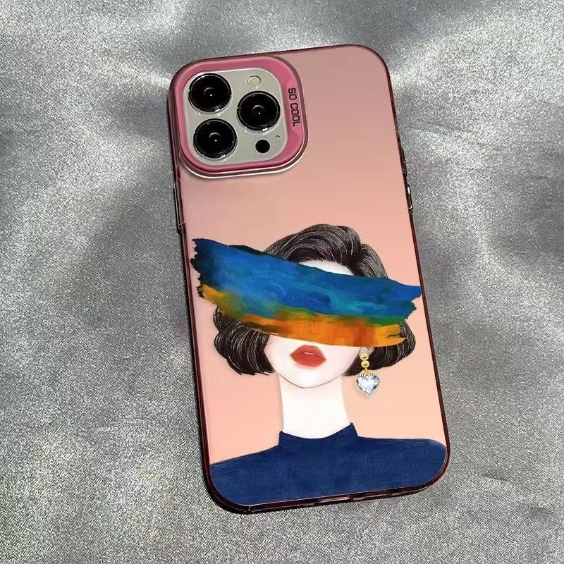 Nueva chica artística para iPhone 16 funda para teléfono móvil Apple 15promax/14 anti-caída 13pro personalidad 12