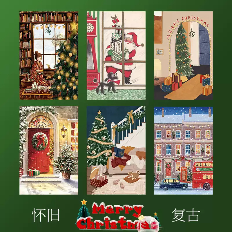 Merry Christmas Christmas Vintage Decorative Painting American Nostalgia Poster Wall Sticker New Year suit