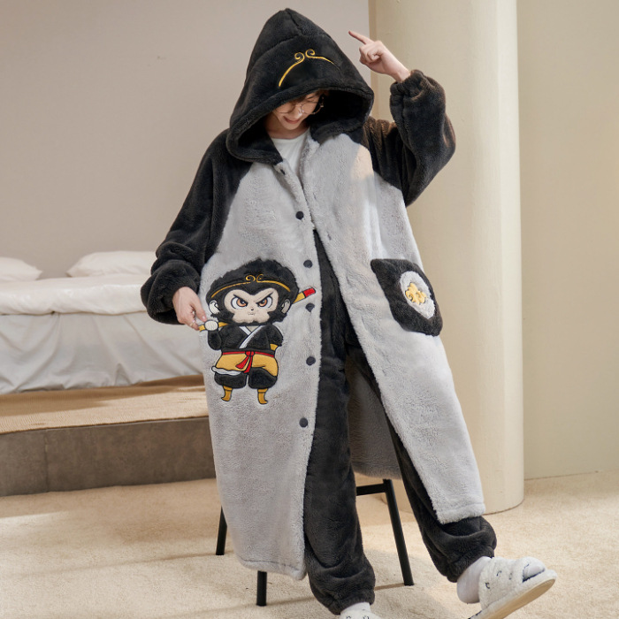 2025 pijamas de invierno para hombres gruesos coral vello de coral juvenil de tamaño grande 200 kg de franela de dibujos animados ropa de dormir conjunto de ropa para el hogar