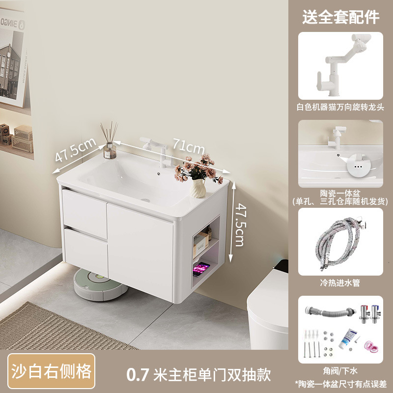 armario de baño de abeja de arco redondo con panel cerámico de almacenamiento abierto lateral integrado lavabo de lavado de cara lavabo de manos lavabo