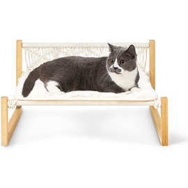 跨境木质猫床宠物猫窝四季通用落地式编制猫咪吊床简易猫咪休息床