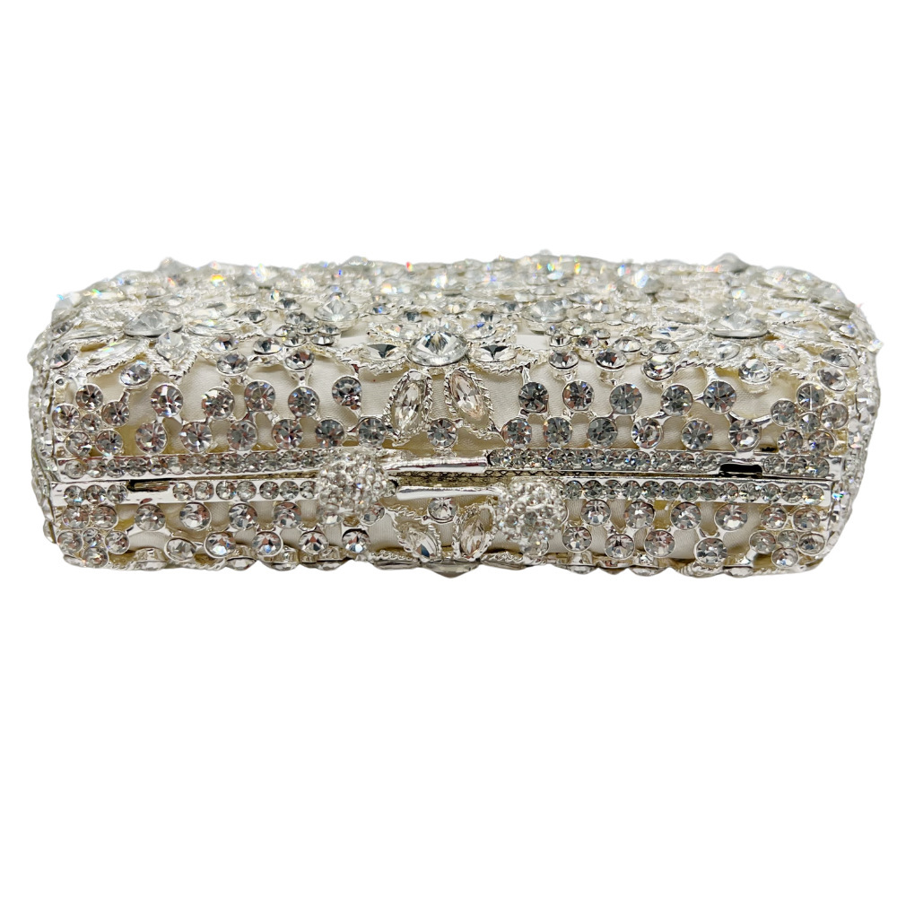 Bolsa de piedra transfronteriza bolsa de diamante metal hueco bolsa de cena bolsa de dama bolsa de mano bolsa de novia bolsa de diamante blanco