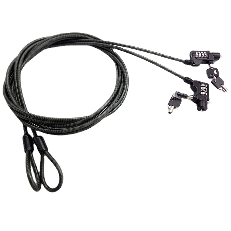 Candado antirrobo para portátil tipo cable de acero con llave, candado para llavero, candado mecánico de combinación de 4 dígitos, suministro directo de fábrica
