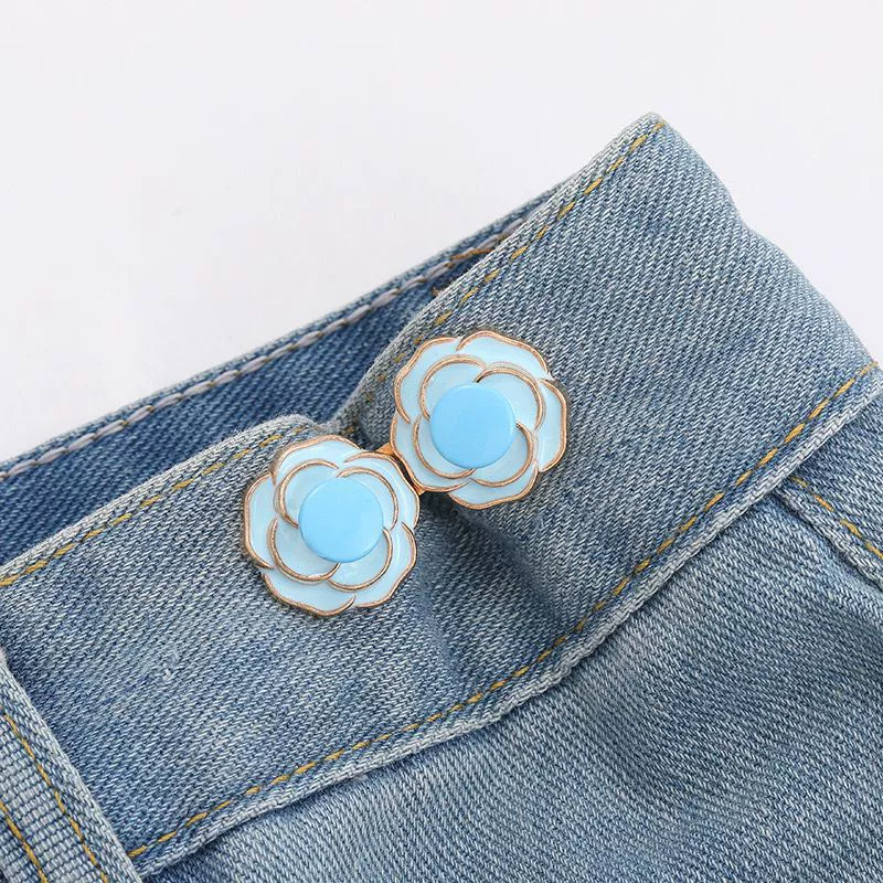 Nail-Free Removable Waist Buckle Pair, Flat-Bottom Seamless Buttons for Pants & Skirts, Assorted Designs