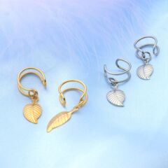 跨境貨源不鏽鋼C型耳夾耳扣 吊樹葉耳骨夾穿刺飾品工廠批發