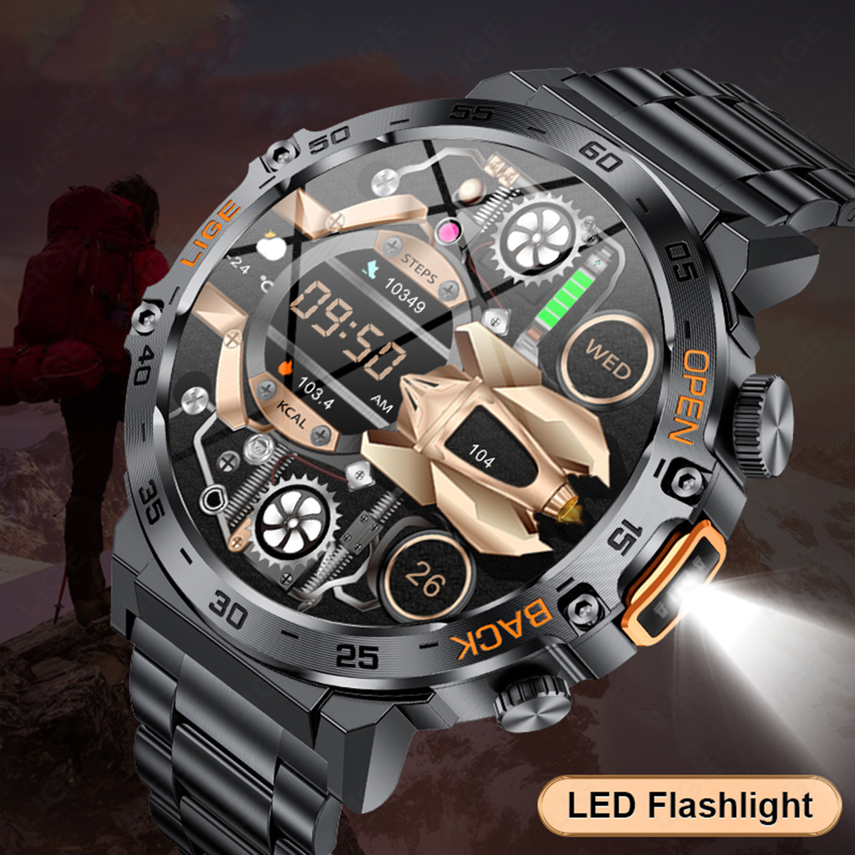 New Foreign Trade Smart Watch with Heart Rate and Blood Pressure Monitoring, Bluetooth Calling, Customizable Watch Face, Multi-Functional Sports Pedometer Watch