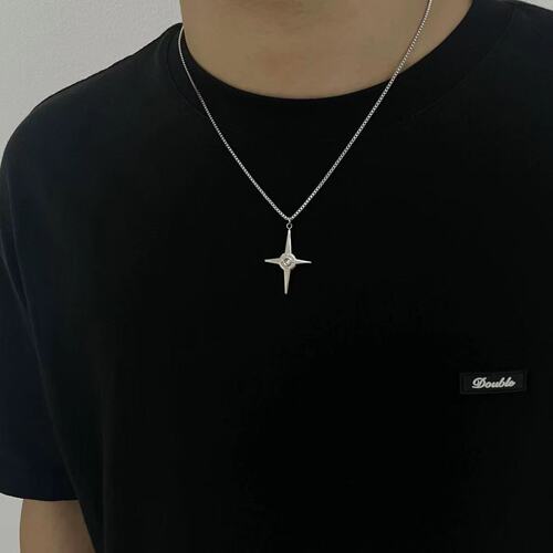 Ins Cross Necklace Women's New Year Trendy Four-Star Clavicle Chain Temperament Fresh Style Design Feeling