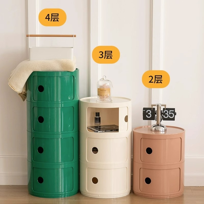 Gabinete lateral del sofá Mesita de noche de viento crema Mesita auxiliar Gabinete de almacenamiento creativo minimalista moderno Mesa redonda pequeña Mesa lateral Mesa de centro