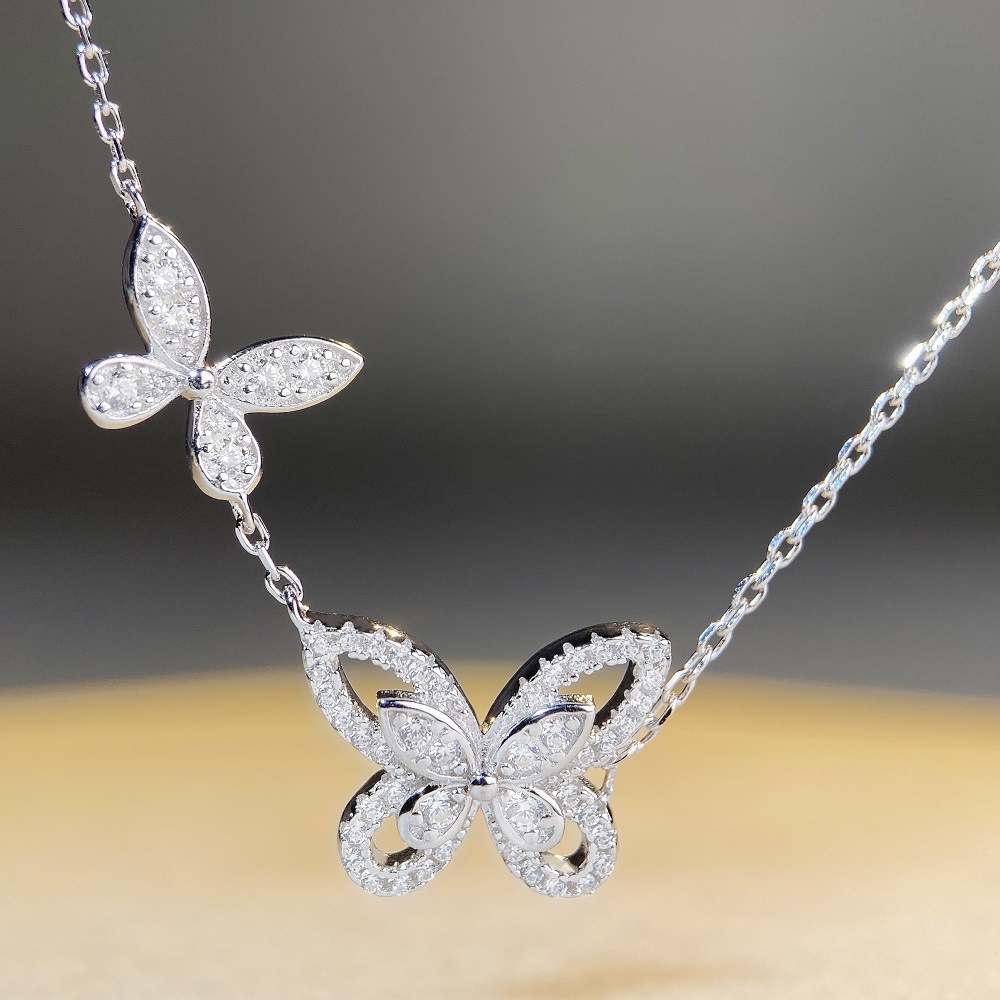 Simple Style Butterfly Sterling Silver Plating Zircon Pendant Necklace 1 Piece