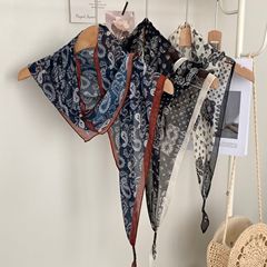 腰果花丝巾新款百搭缠珠领巾围巾围脖小披肩多功能三角巾系腰屁帘